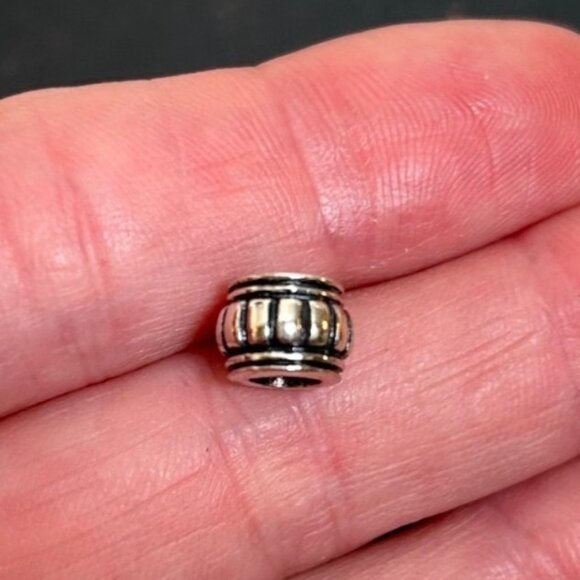 Sterling Silver 925 IBB Thailand Beveled Rhondel Spacer Slide Charm - Picture 1 of 9